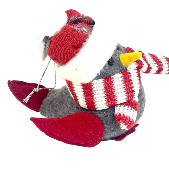 Ganz Beanie Bird Ornament - Plaid Round Hat and Striped Scarf - Picture 4 of 4